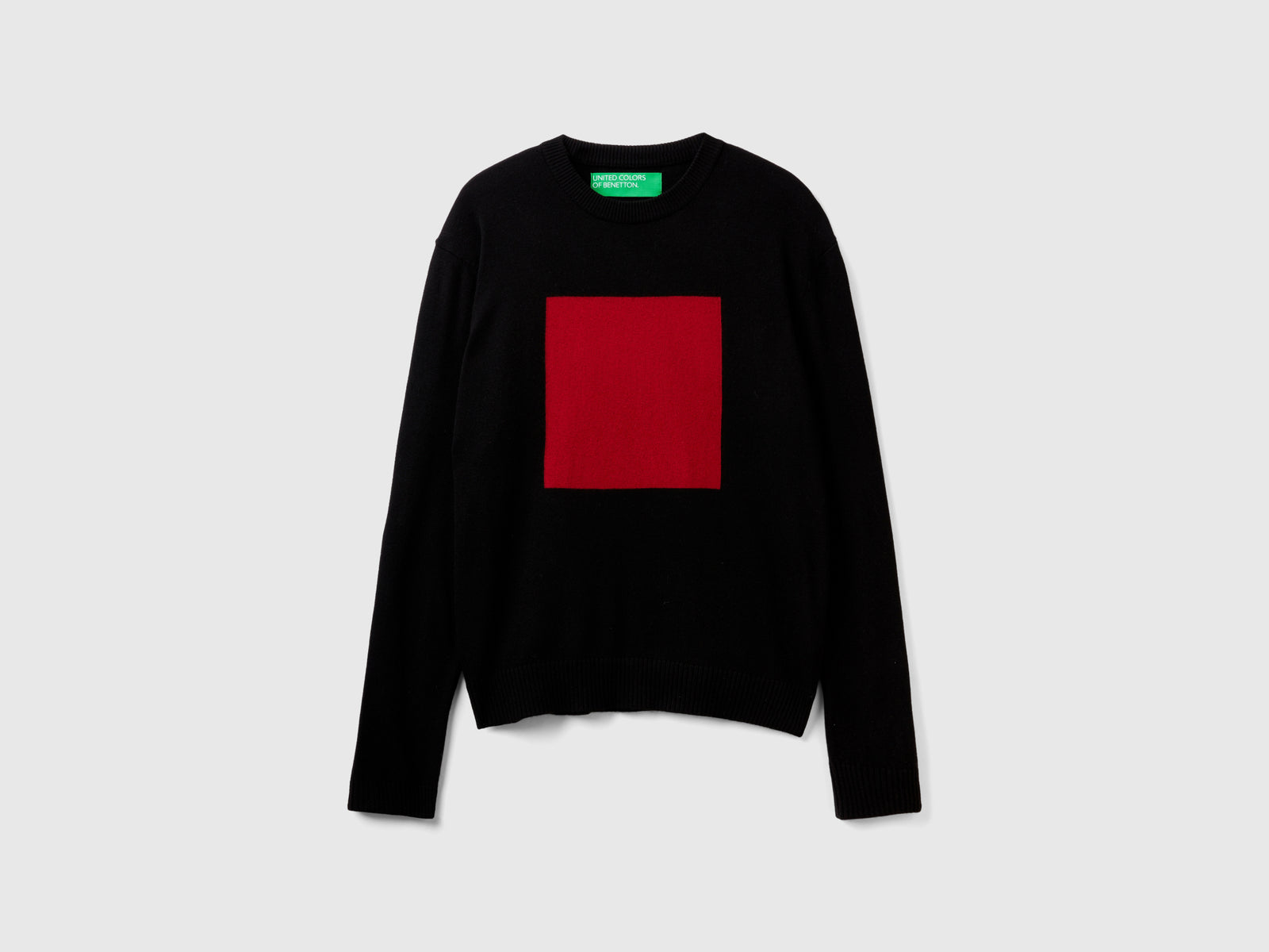 Maglione con intarsio da uomo nero | Benetton Outlet