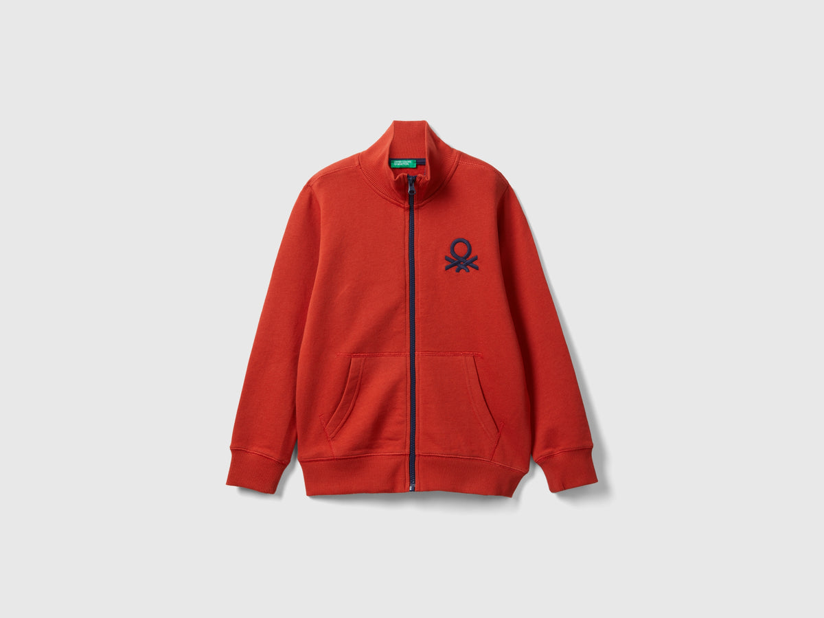Felpa con zip in puro cotone