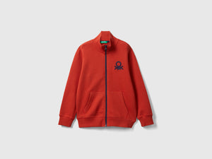Felpa con zip in puro cotone