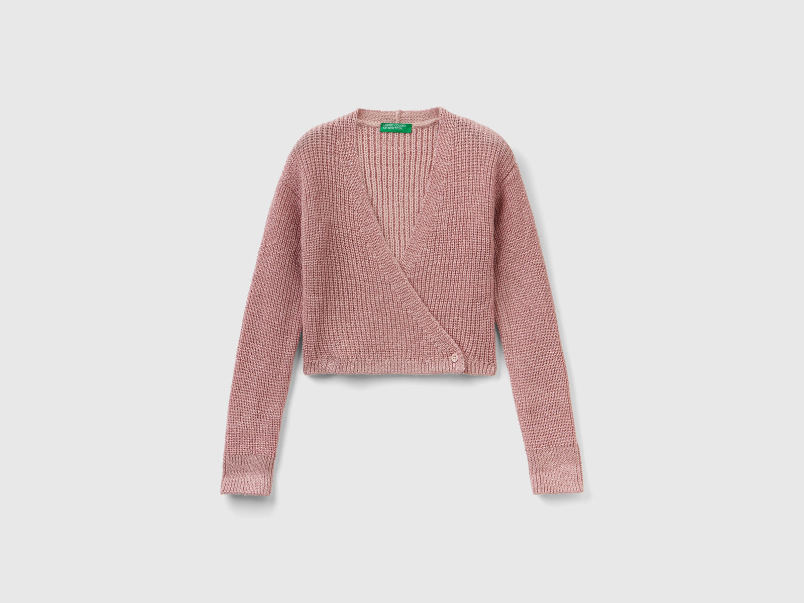 Cardigan cropped con lurex da bambina rosa | Benetton Outlet