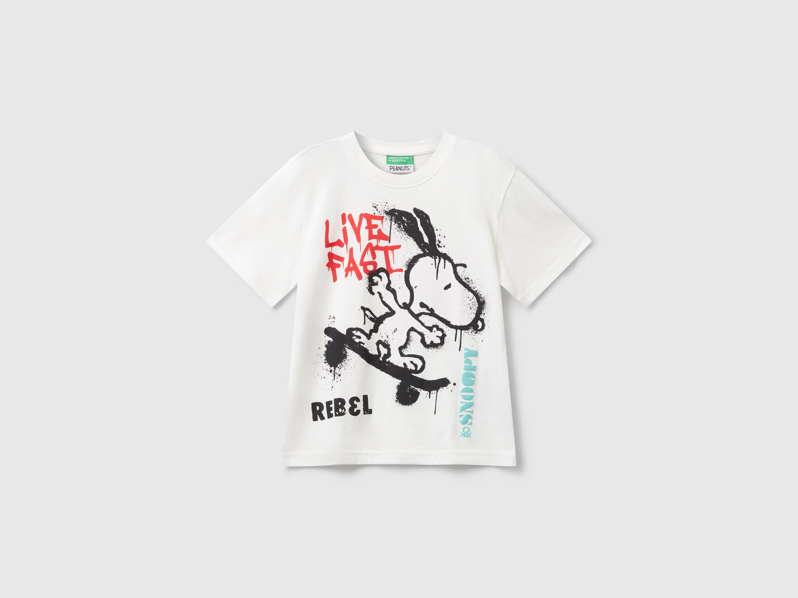 T-shirt regular con stampa ©Peanuts da bimbo bianco panna | Benetton Outlet
