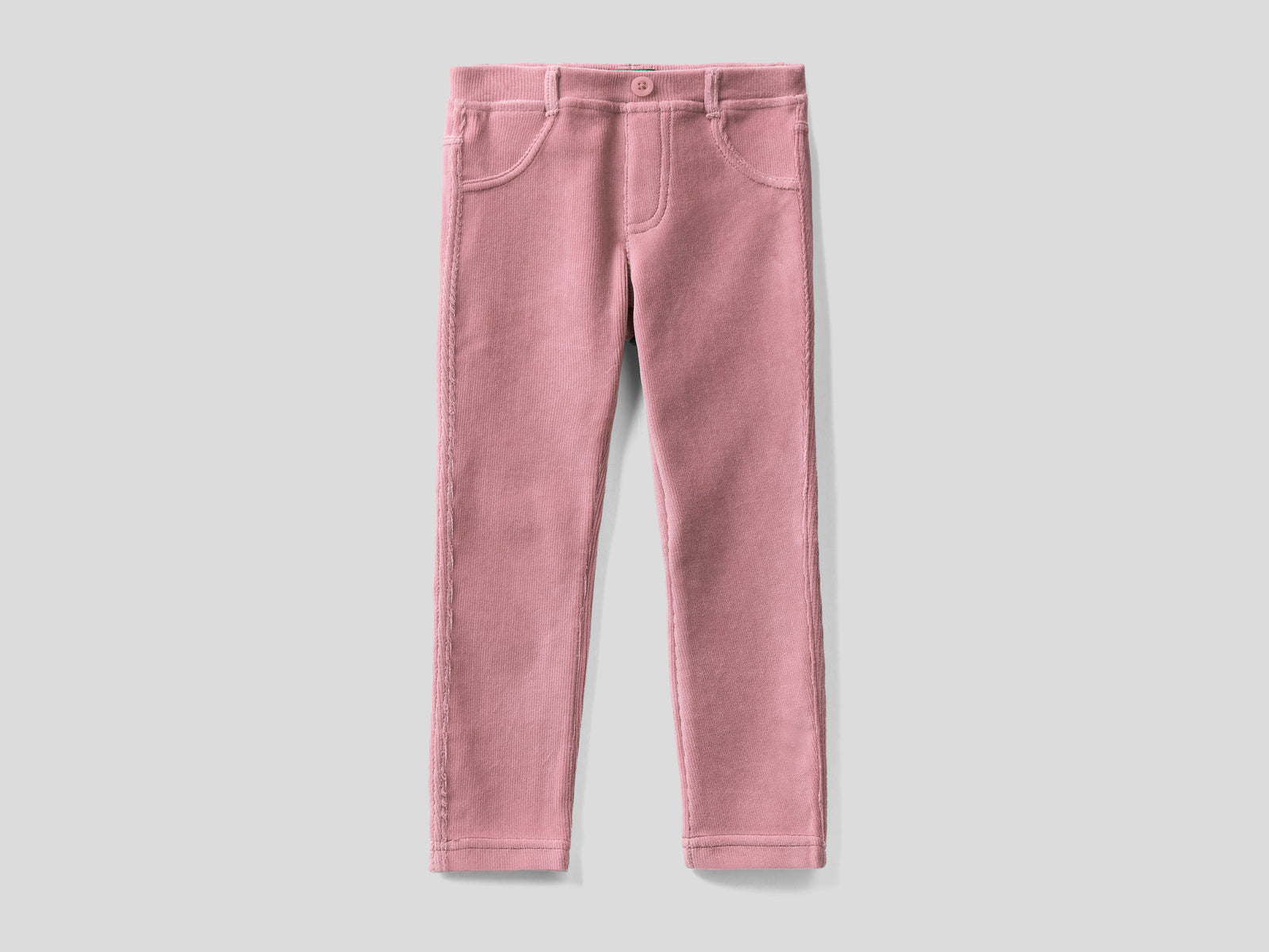 Pantaloni in ciniglia a costine da bimba rosa tenue | Benetton Outlet
