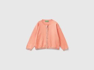 Cardigan con lurex in puro cotone