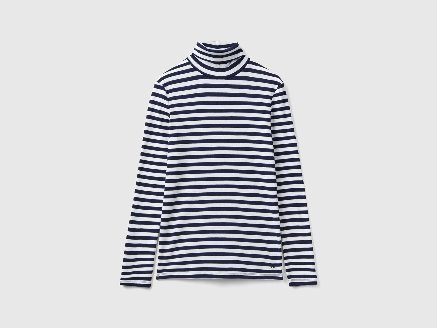 T-shirt lupetto a righe da donna blu | Benetton Outlet