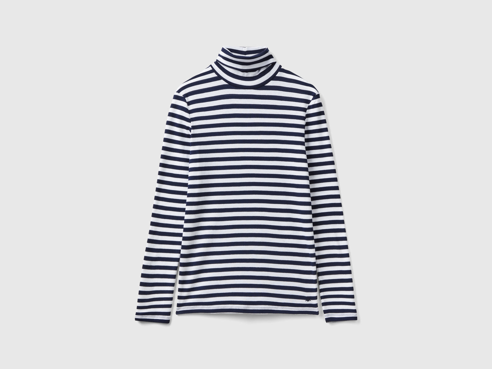 T-shirt lupetto a righe da donna blu | Benetton Outlet
