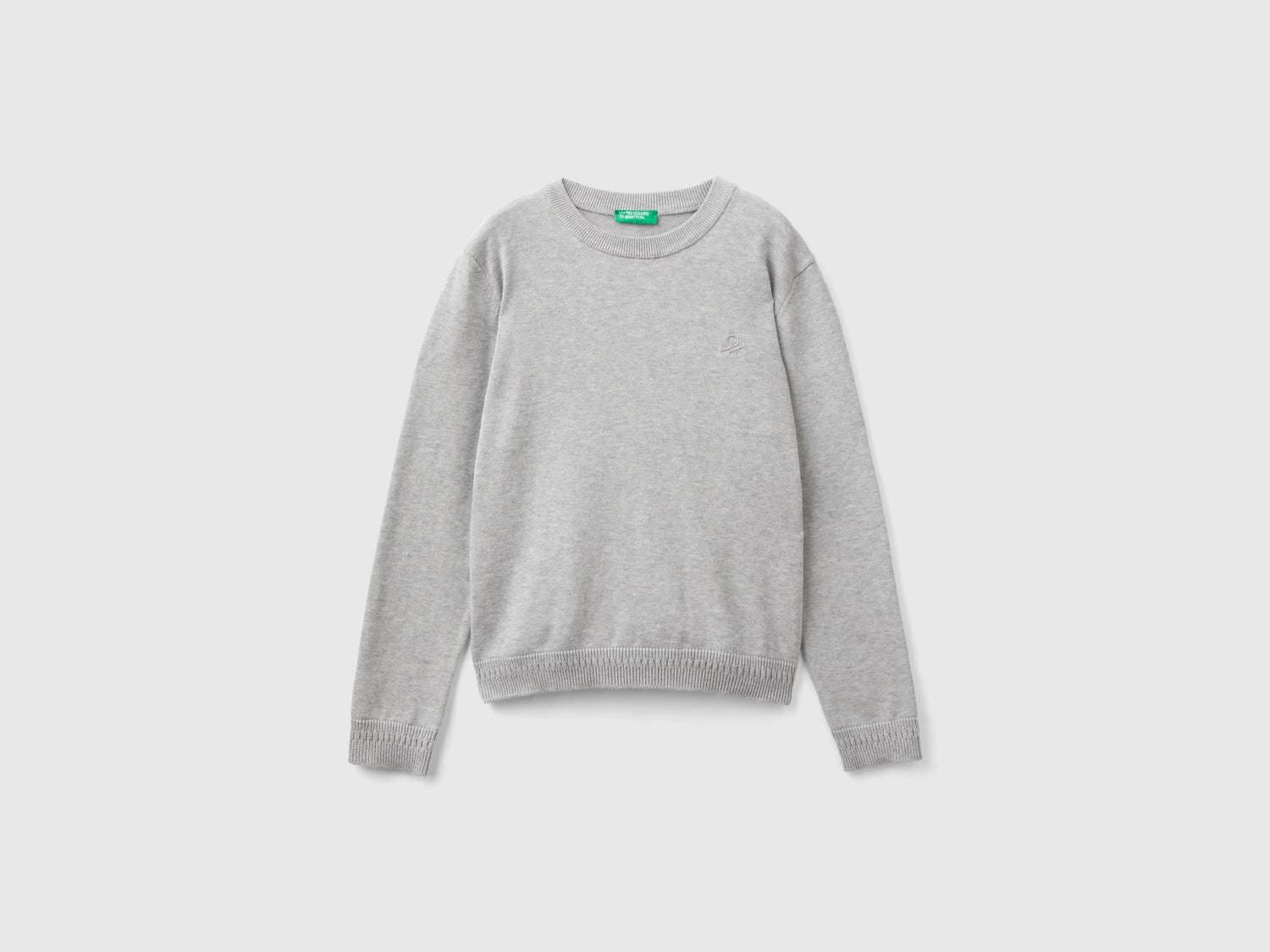 Maglia girocollo 100% cotone da bambino grigio chiaro | Benetton Outlet