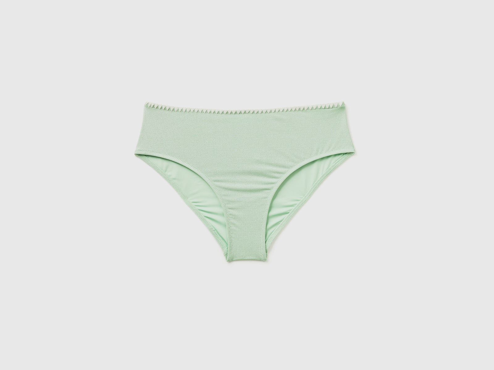 Slip costume in tessuto elasticizzato con lurex da donna verde chiaro | Benetton Outlet