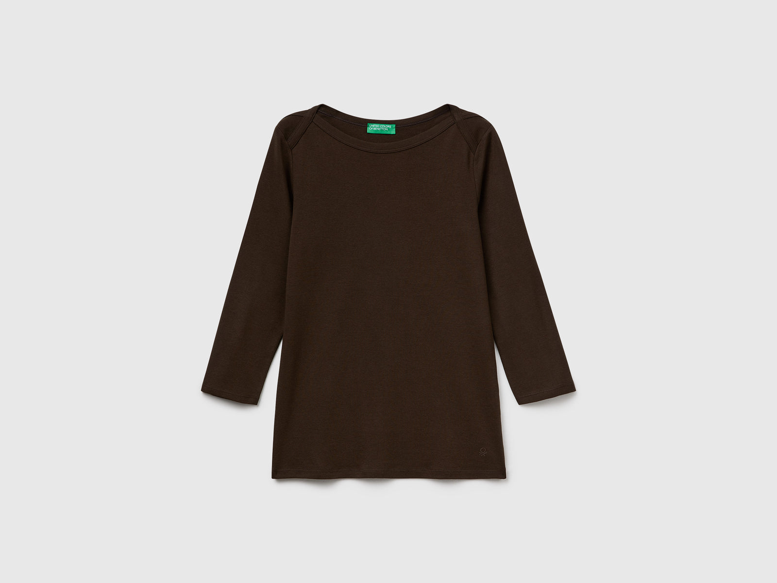 T-shirt con scollo a barchetta da donna marrone | Benetton Outlet