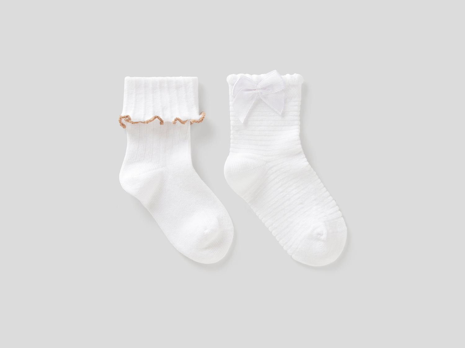 Due calzini in misto cotone stretch da neonato bianco | Benetton Outlet