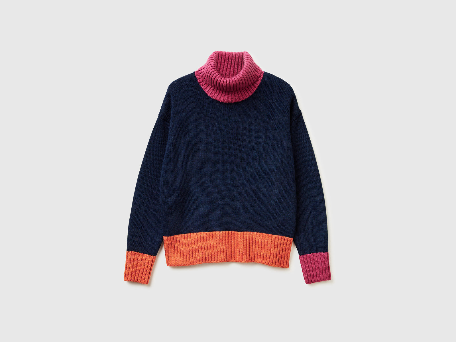 Dolcevita color block da donna blu scuro | Benetton Outlet