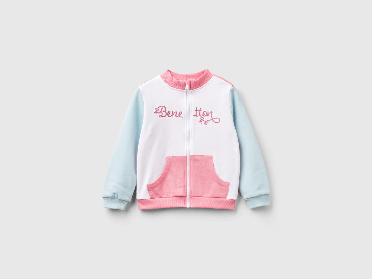 Felpa con zip in cotone bio