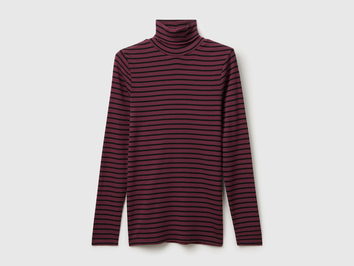 T-shirt lupetto a righe da donna bordeaux | Benetton Outlet