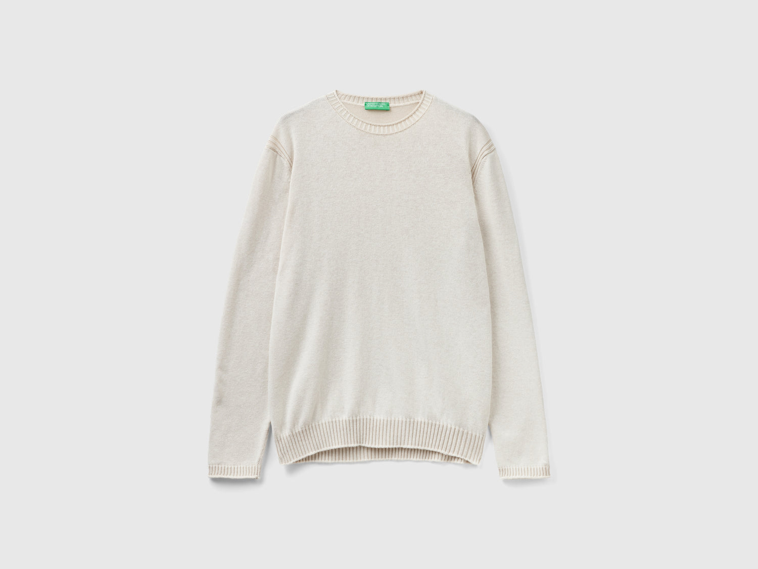 Maglia in misto cotone riciclato da uomo bianco panna | Benetton Outlet
