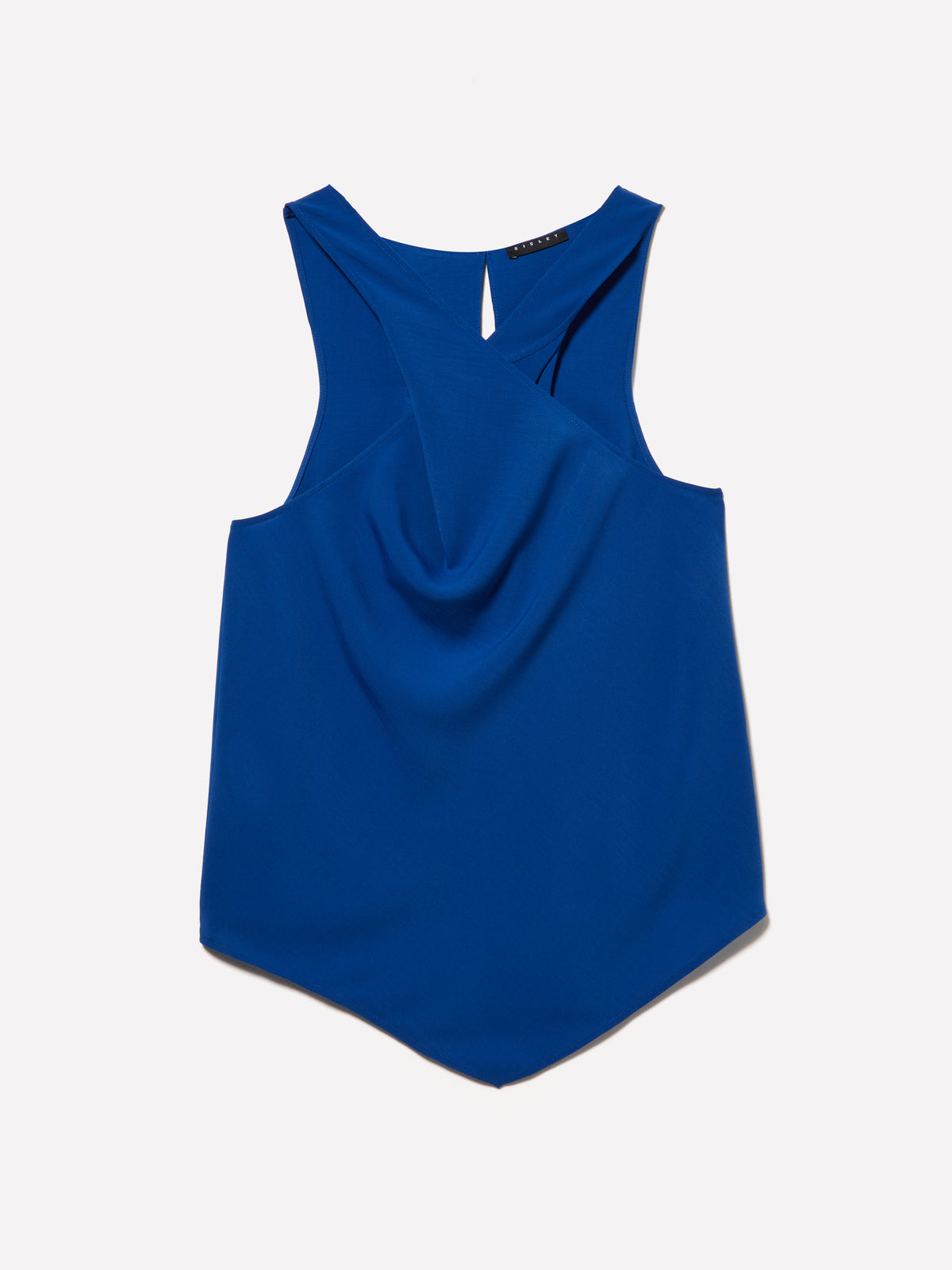 Top blu con scollo twisted