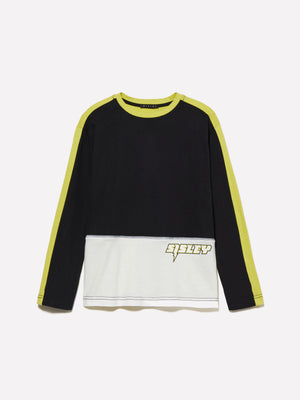 T-shirt color block con stampa