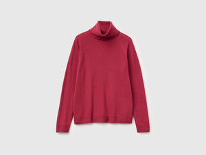 Maglione dolcevita rosso in misto lana e cashmere