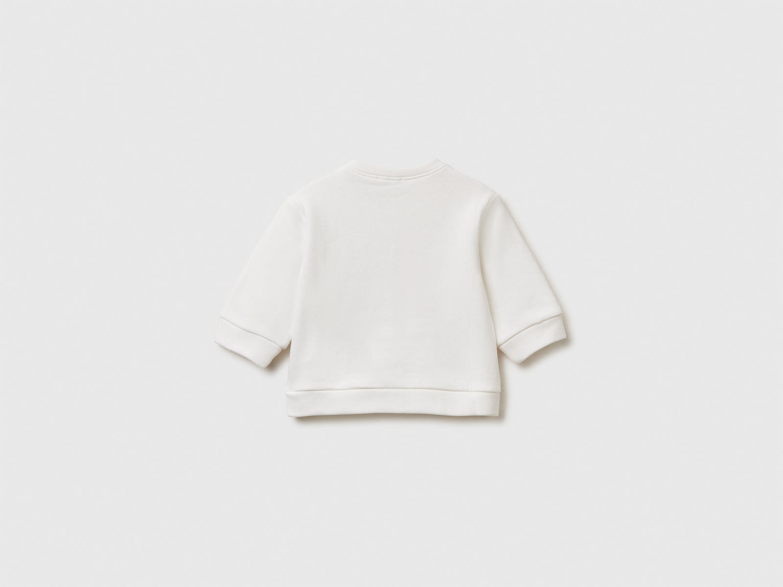 Felpa con stampa in misto cotone da neonato bianco panna 2 | Benetton Outlet