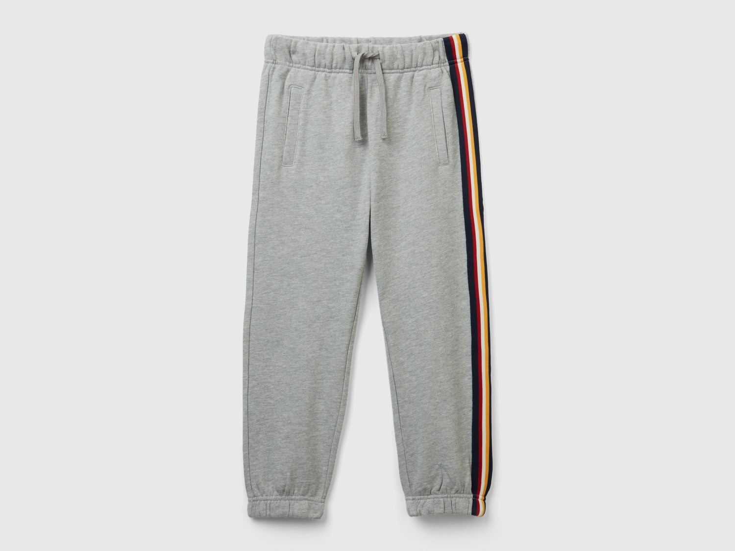 Joggers in felpa con banda rigata da bambino grigio chiaro | Benetton Outlet