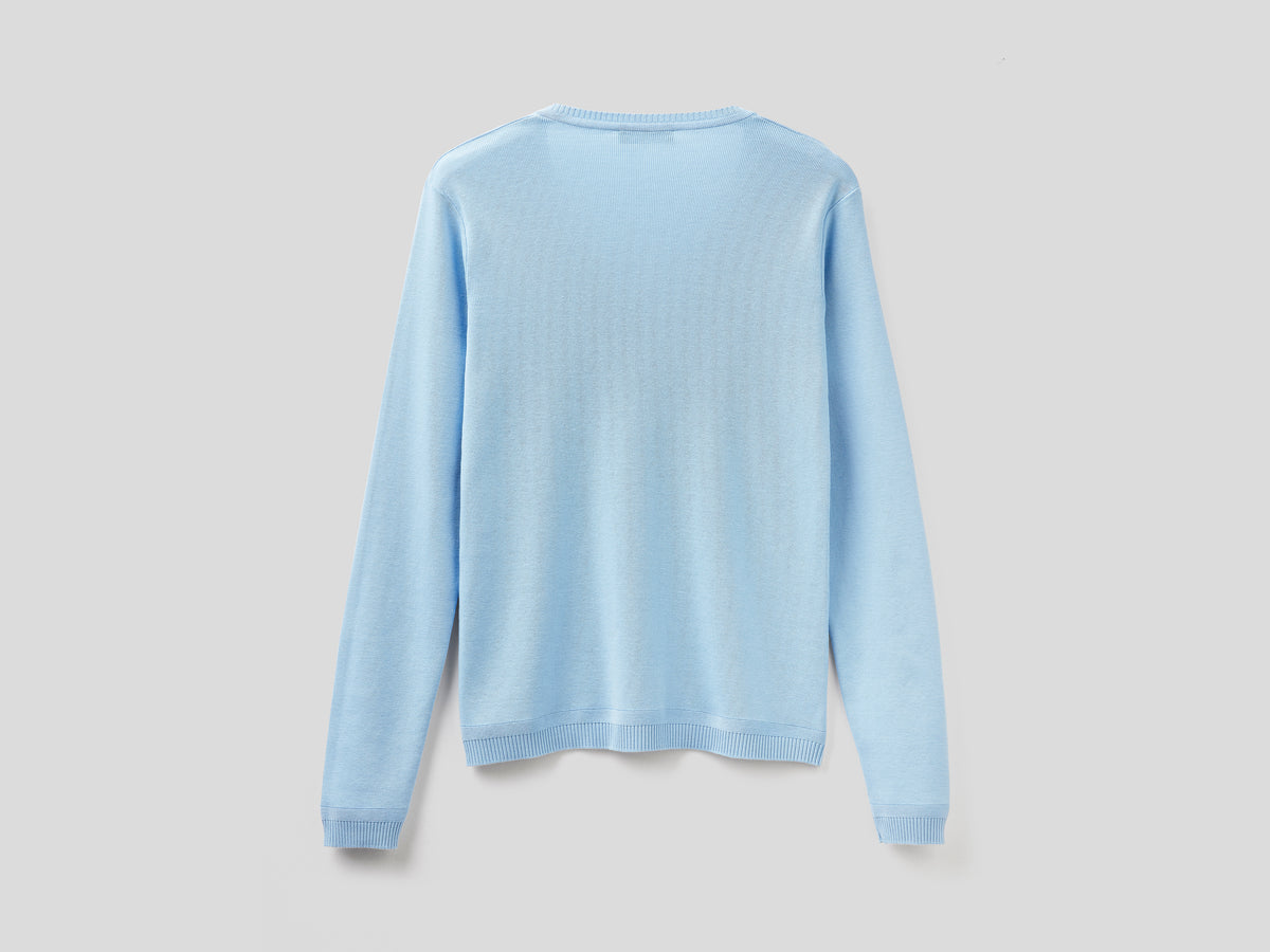 Maglia in puro cotone con scollo a V