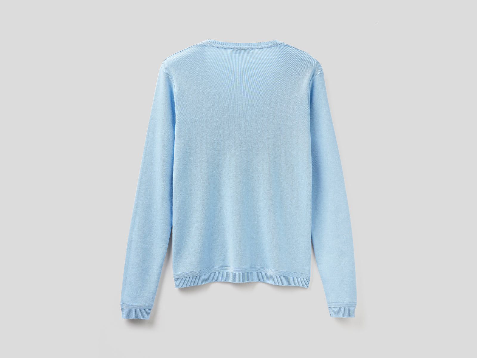 Maglia in puro cotone con scollo a V da donna celeste 2 | Benetton Outlet
