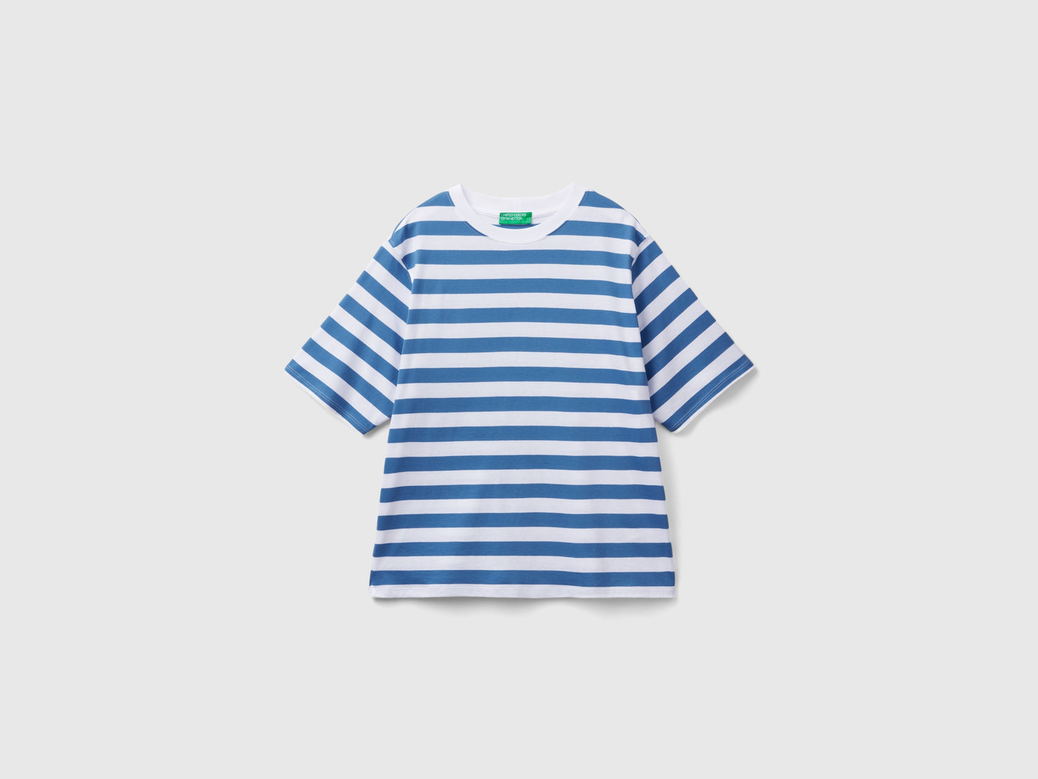 T-shirt a righe comfort fit da donna blu | Benetton Outlet