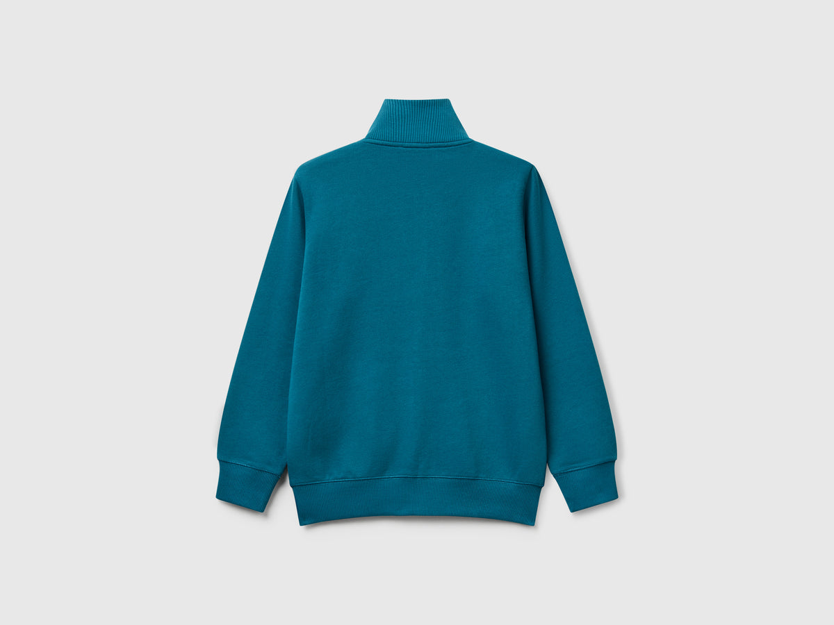Felpa con zip in puro cotone