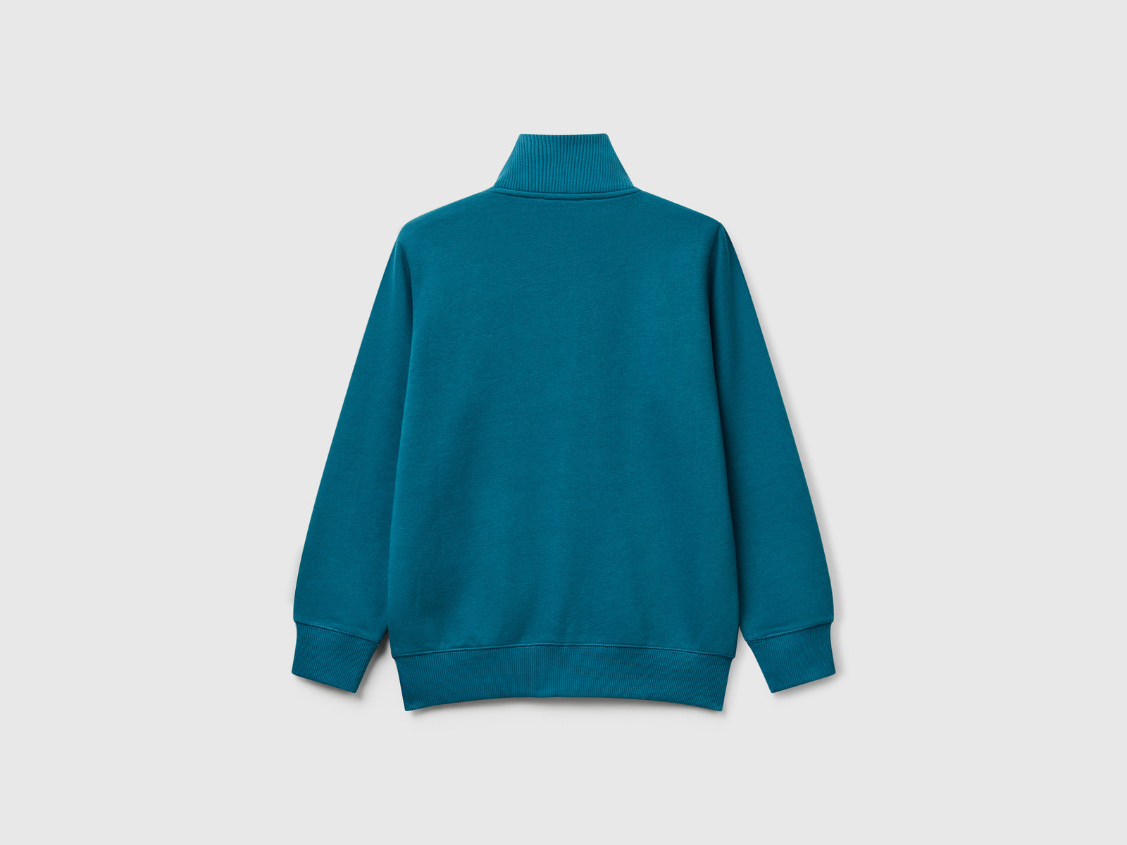 Felpa con zip in puro cotone da bambino verde ottanio 2 | Benetton Outlet