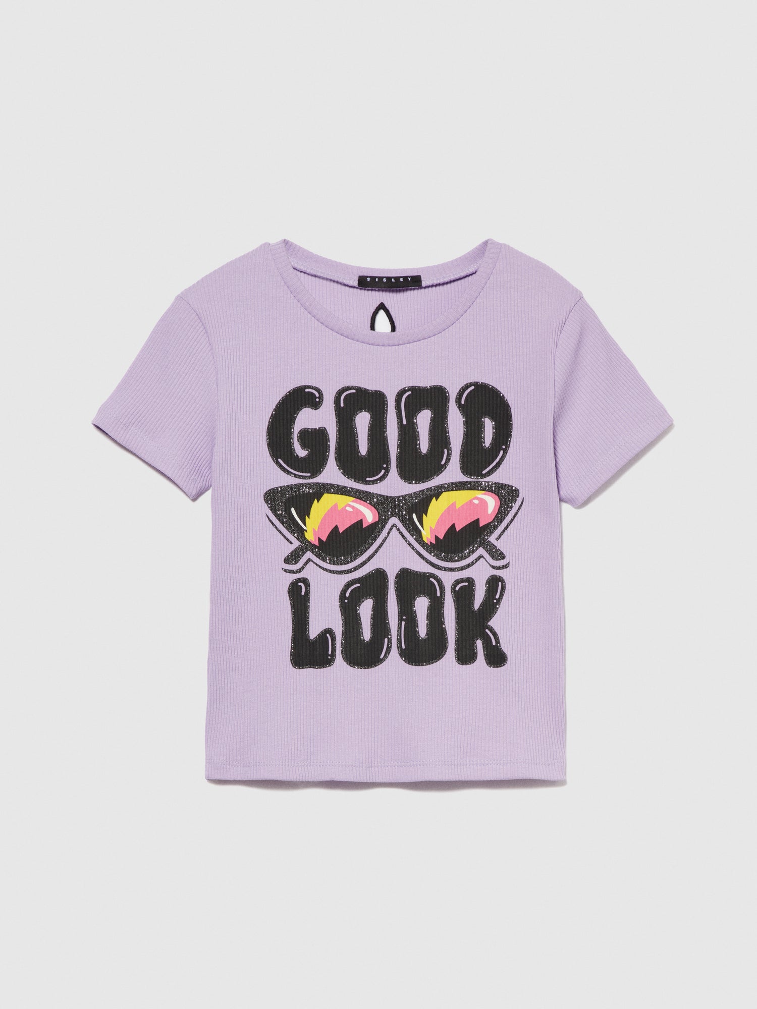T-shirt con stampa e cut-out da bambina lilla | Sisley young Outlet