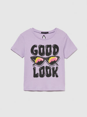T-shirt con stampa e cut-out