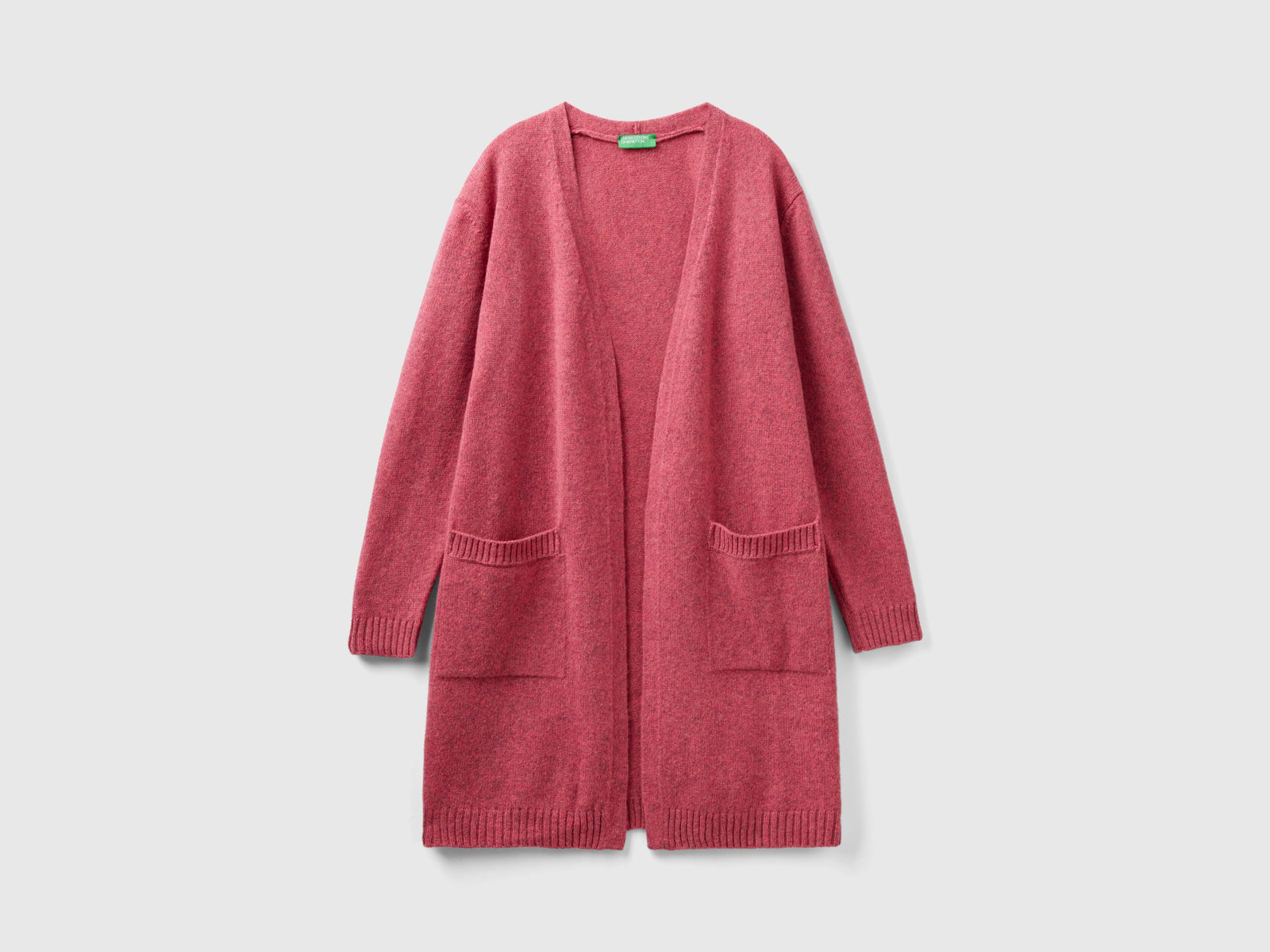 Cardigan lungo in pura lana Shetland da donna rosa 3 | Benetton Outlet