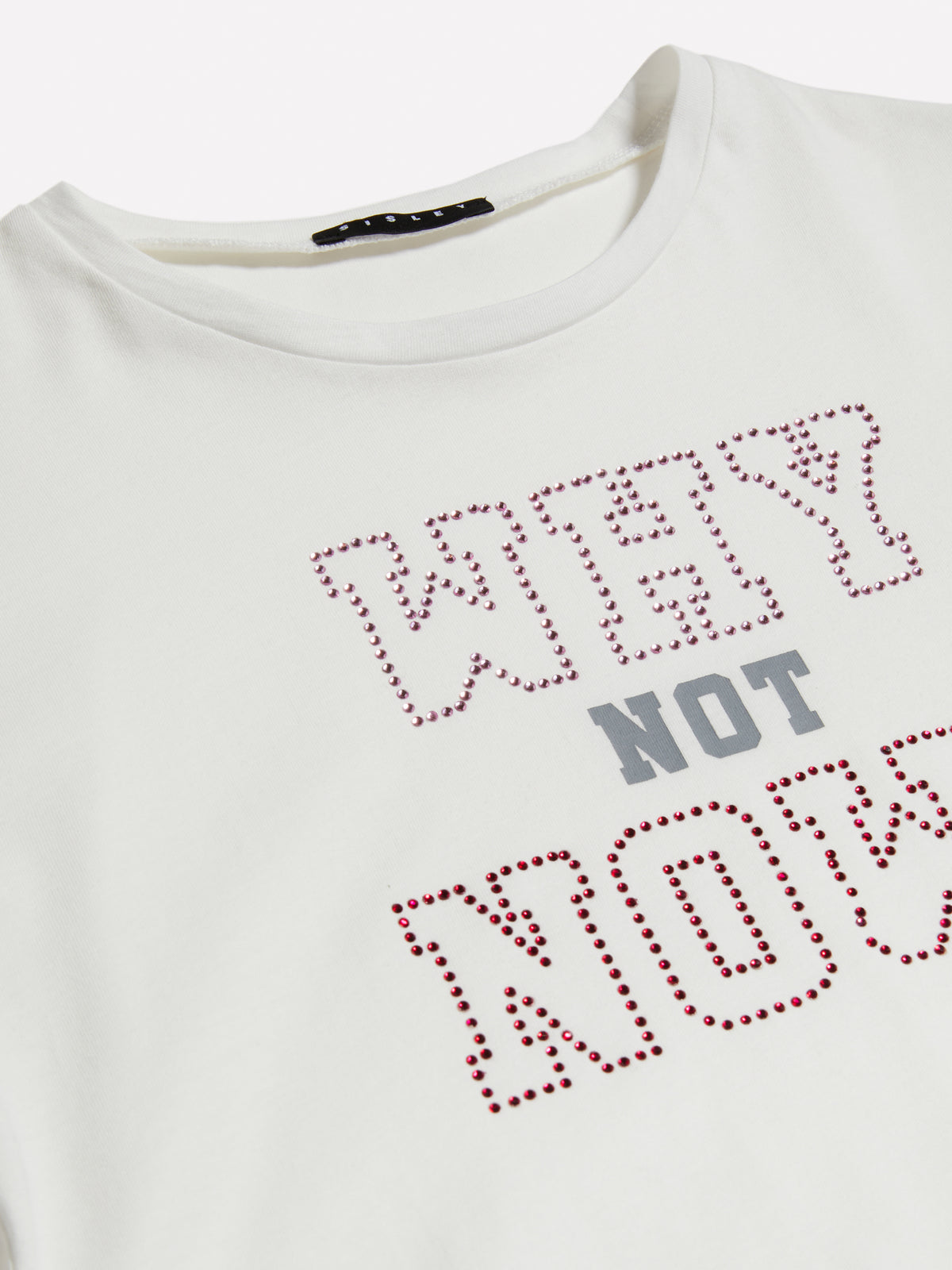 T-shirt cropped con strass