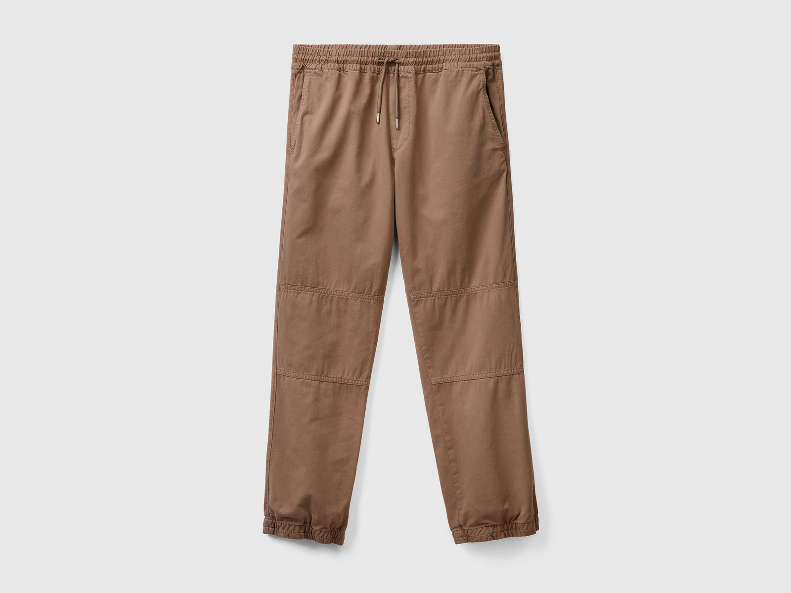 Pantaloni lunghi jogger fit in puro cotone da uomo tortora | Benetton Outlet