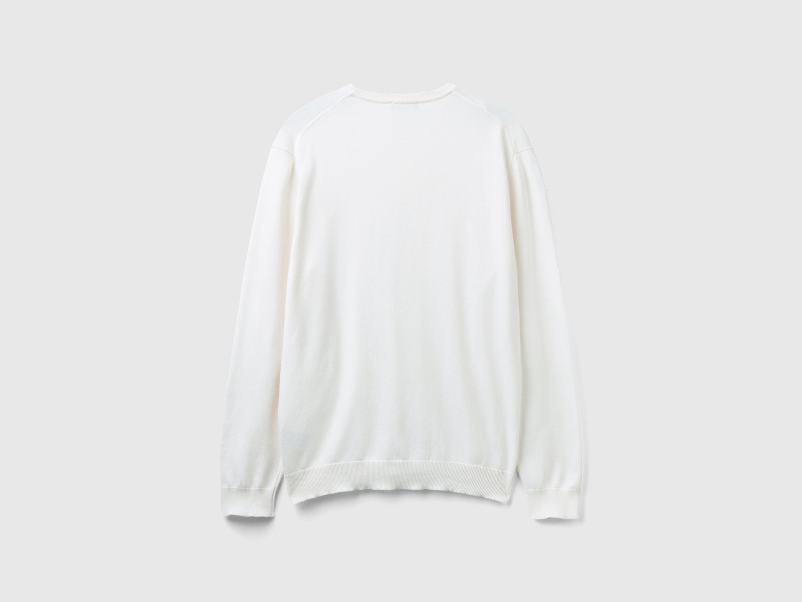 Maglia girocollo 100% cotone da uomo bianco panna 2 | Benetton Outlet