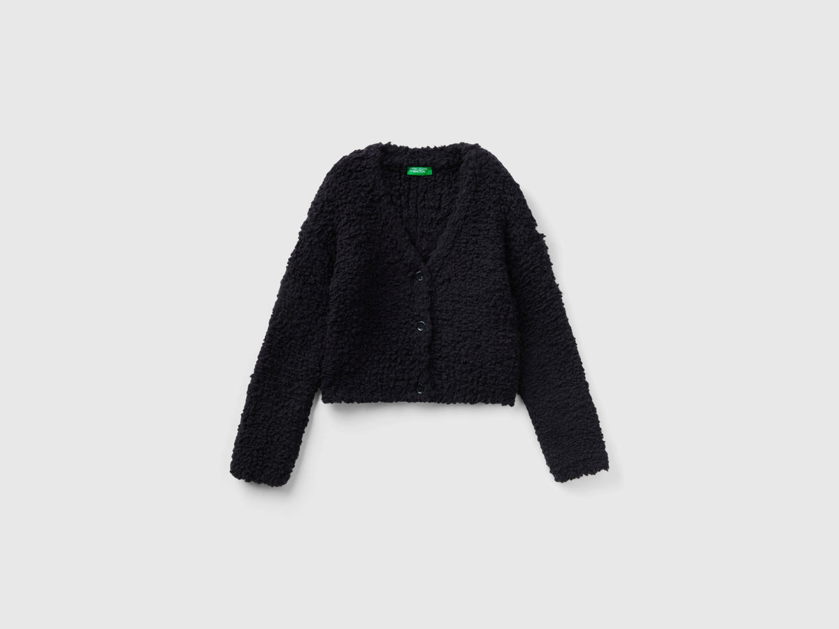 Cardigan bouclé con scollo a V