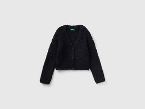 Cardigan bouclé con scollo a V