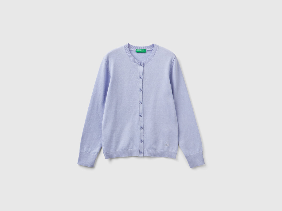 Cardigan girocollo in misto cotone