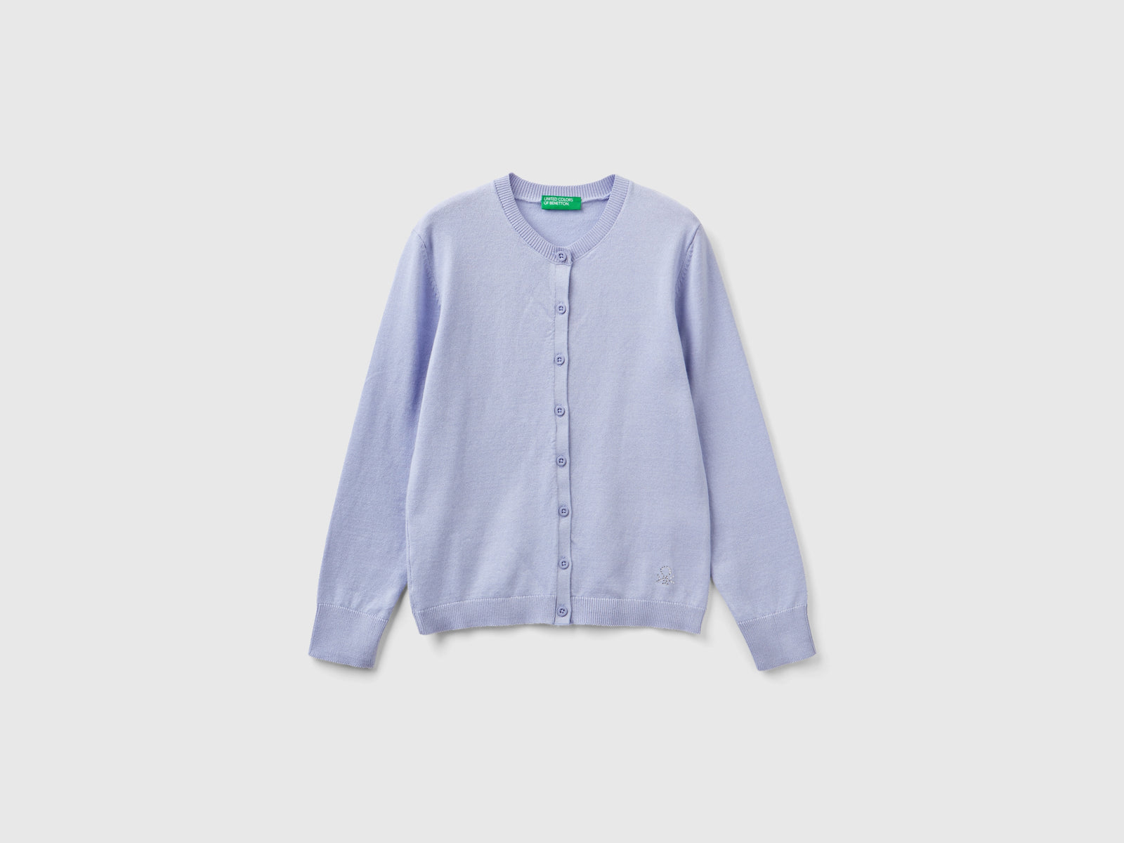 Cardigan girocollo in misto cotone da bambina lilla | Benetton Outlet