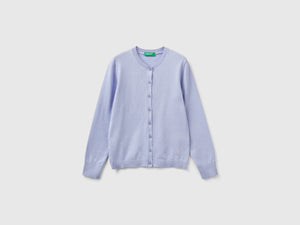 Cardigan girocollo in misto cotone