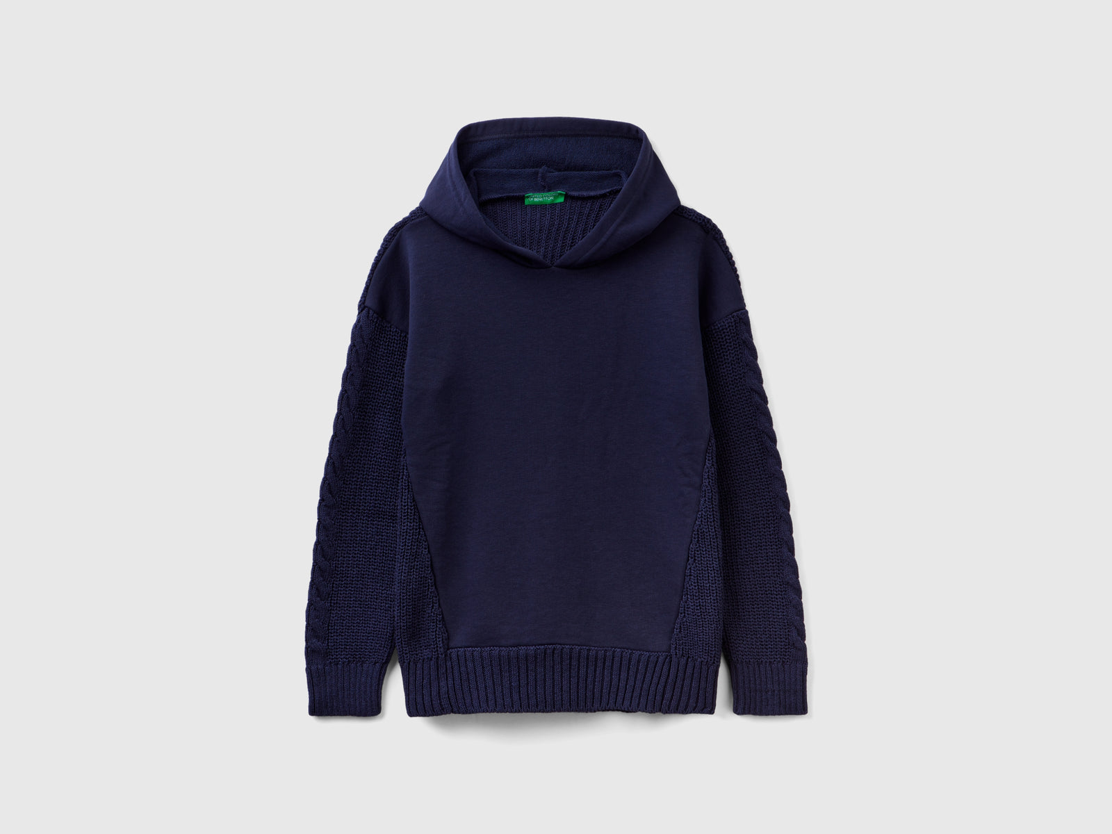 Maglioncino con cappuccio da bambino blu scuro | Benetton Outlet