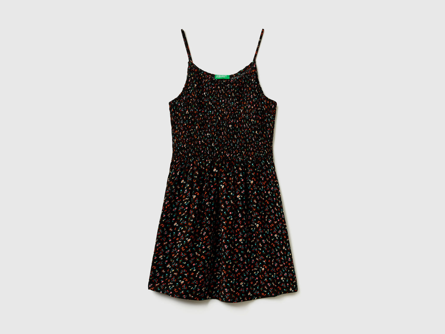 Vestito morbido e leggero in pura viscosa da bambina nero | Benetton Outlet