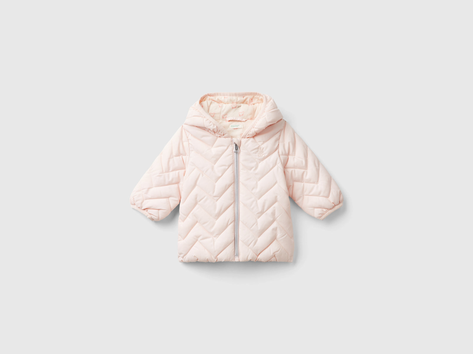 Piumino imbottito con orecchie da neonato rosa tenue | Benetton Outlet