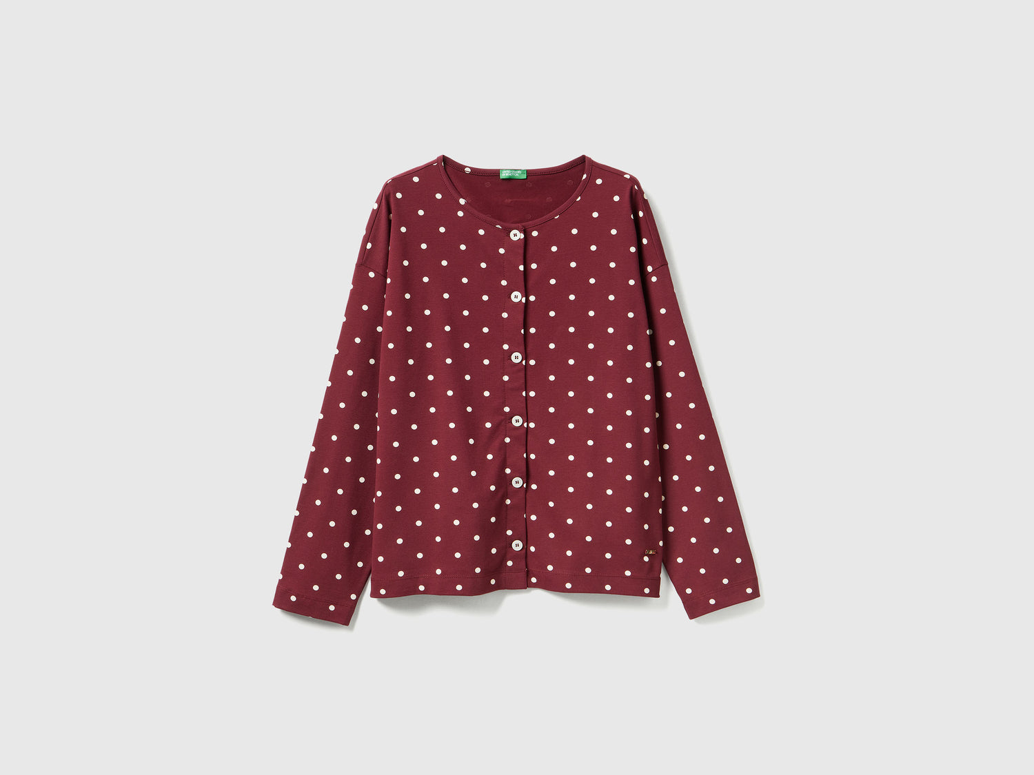 Maglia in caldo cotone a pois da donna bordeaux | Benetton Outlet