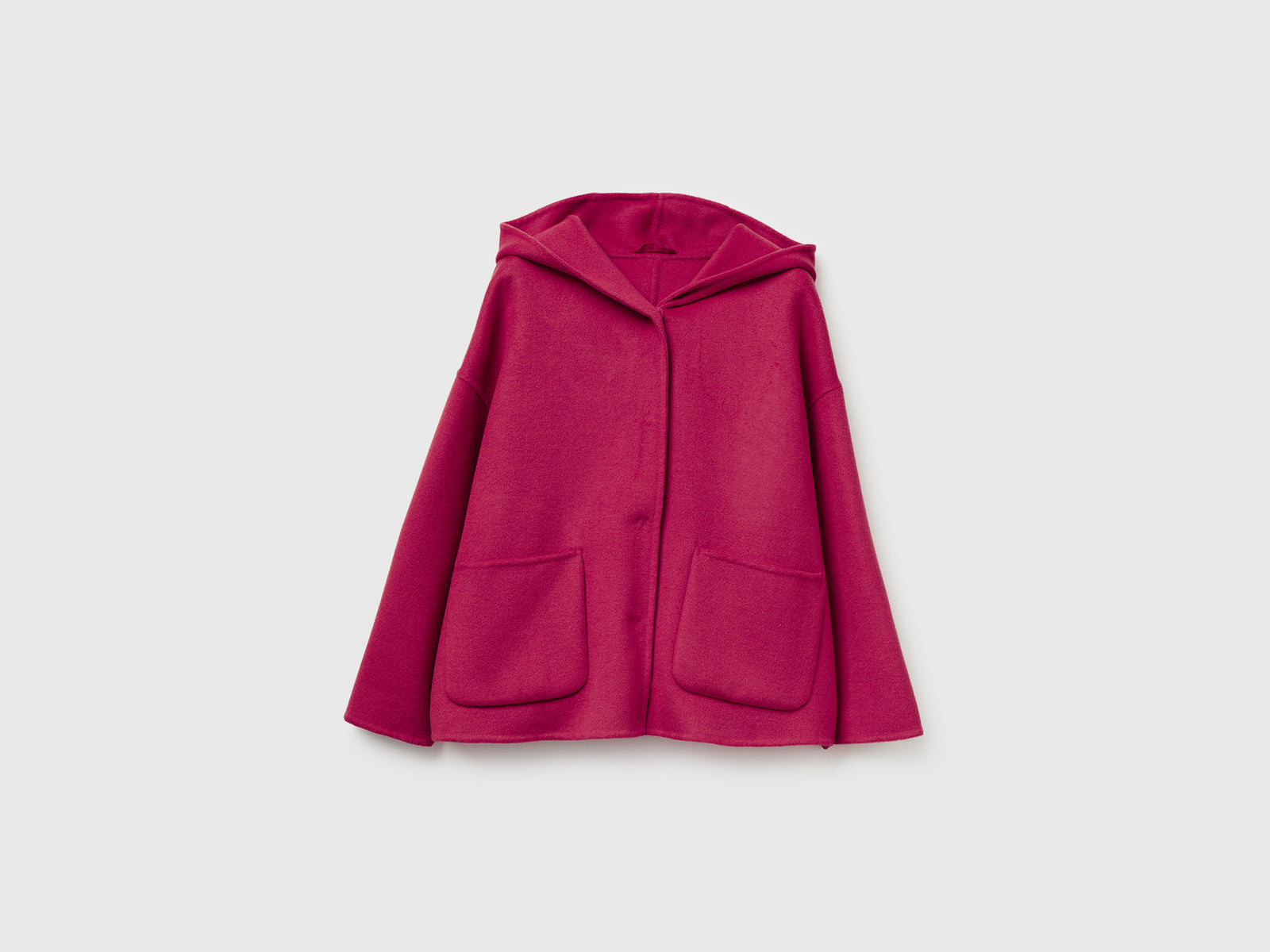 Giacca con cappuccio in misto lana da donna prugna | Benetton Outlet