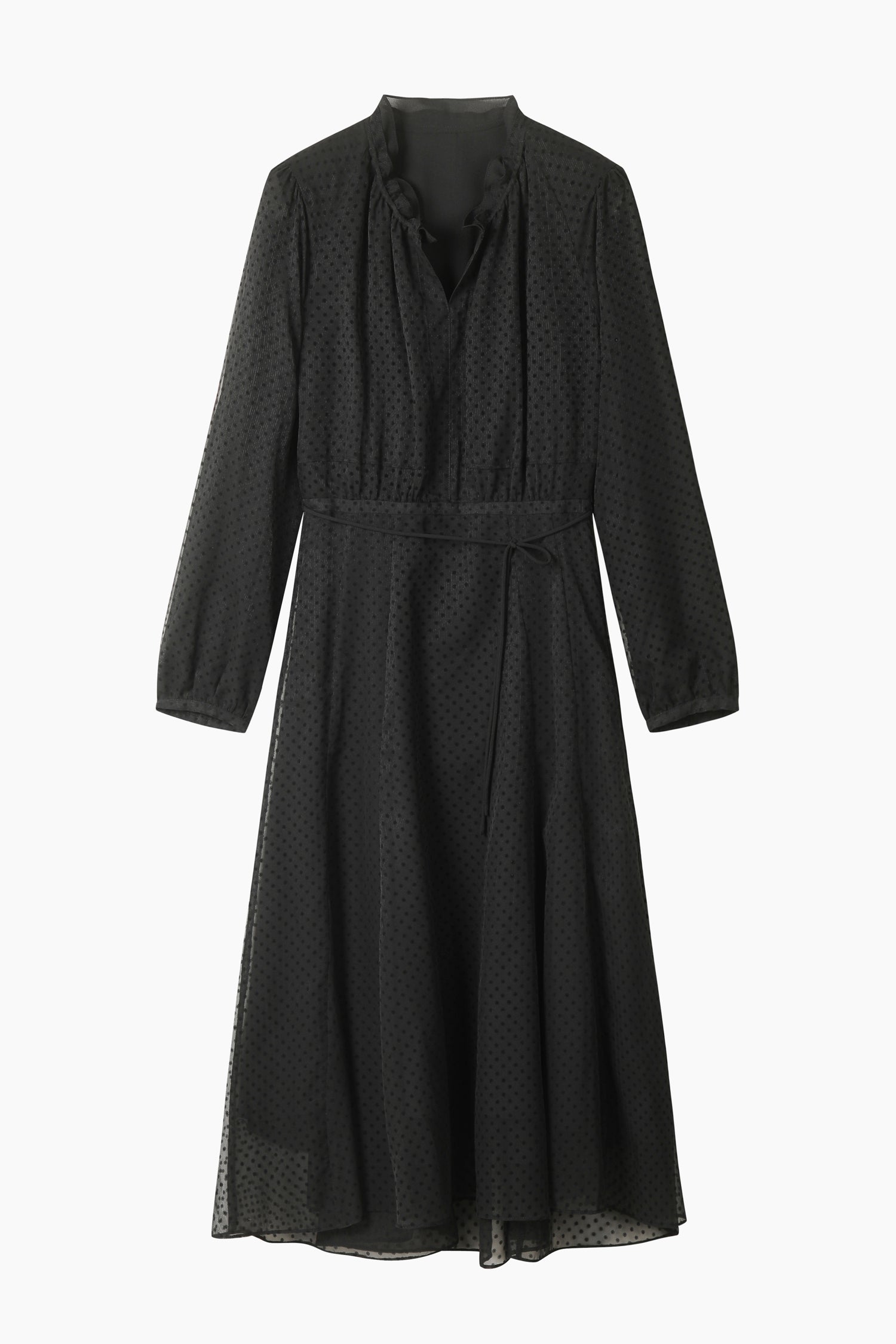 Vestito lungo micro pois da donna nero | Sisley Outlet