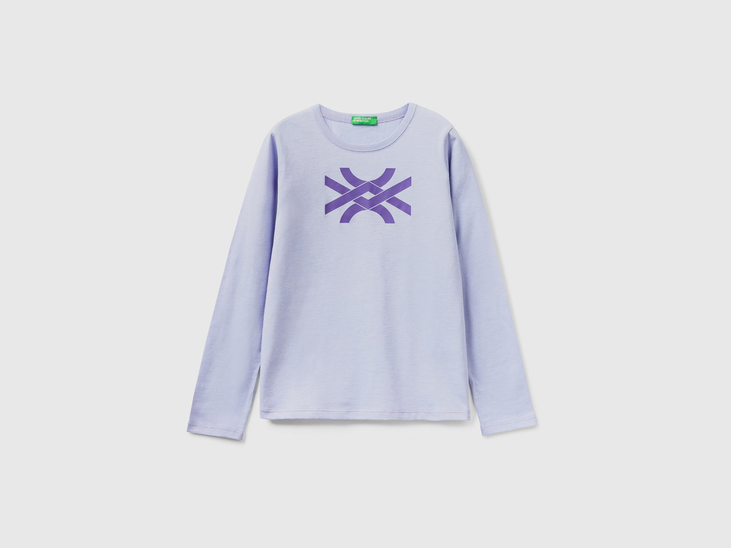 T-shirt manica lunga 100% cotone da bambina lilla | Benetton Outlet