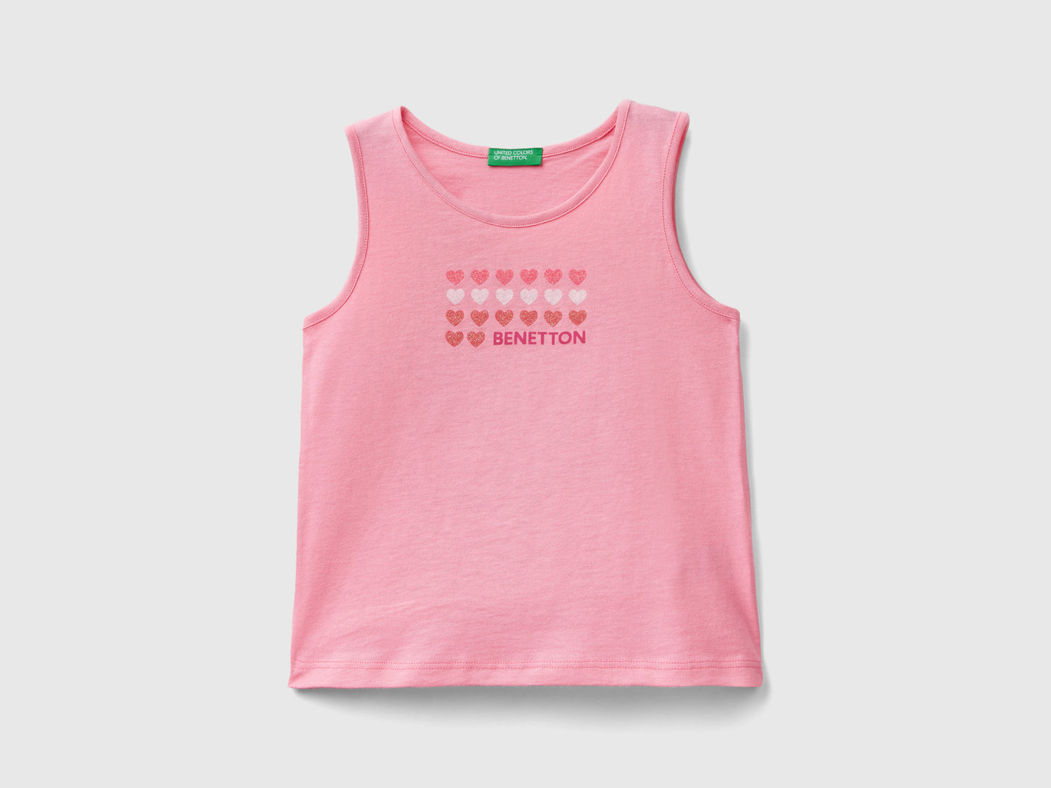 Canotta con logo in cotone bio da bimba rosa | Benetton Outlet