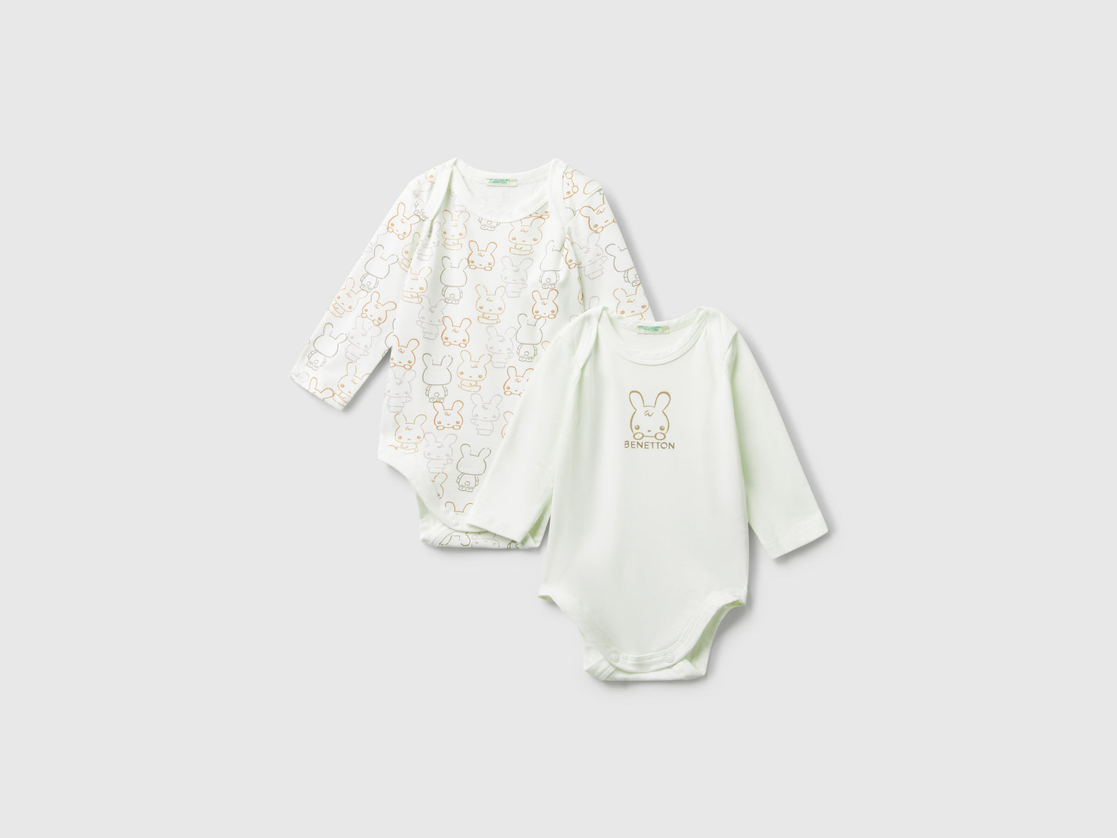 Due body a manica lunga da neonato bianco panna | Benetton Outlet