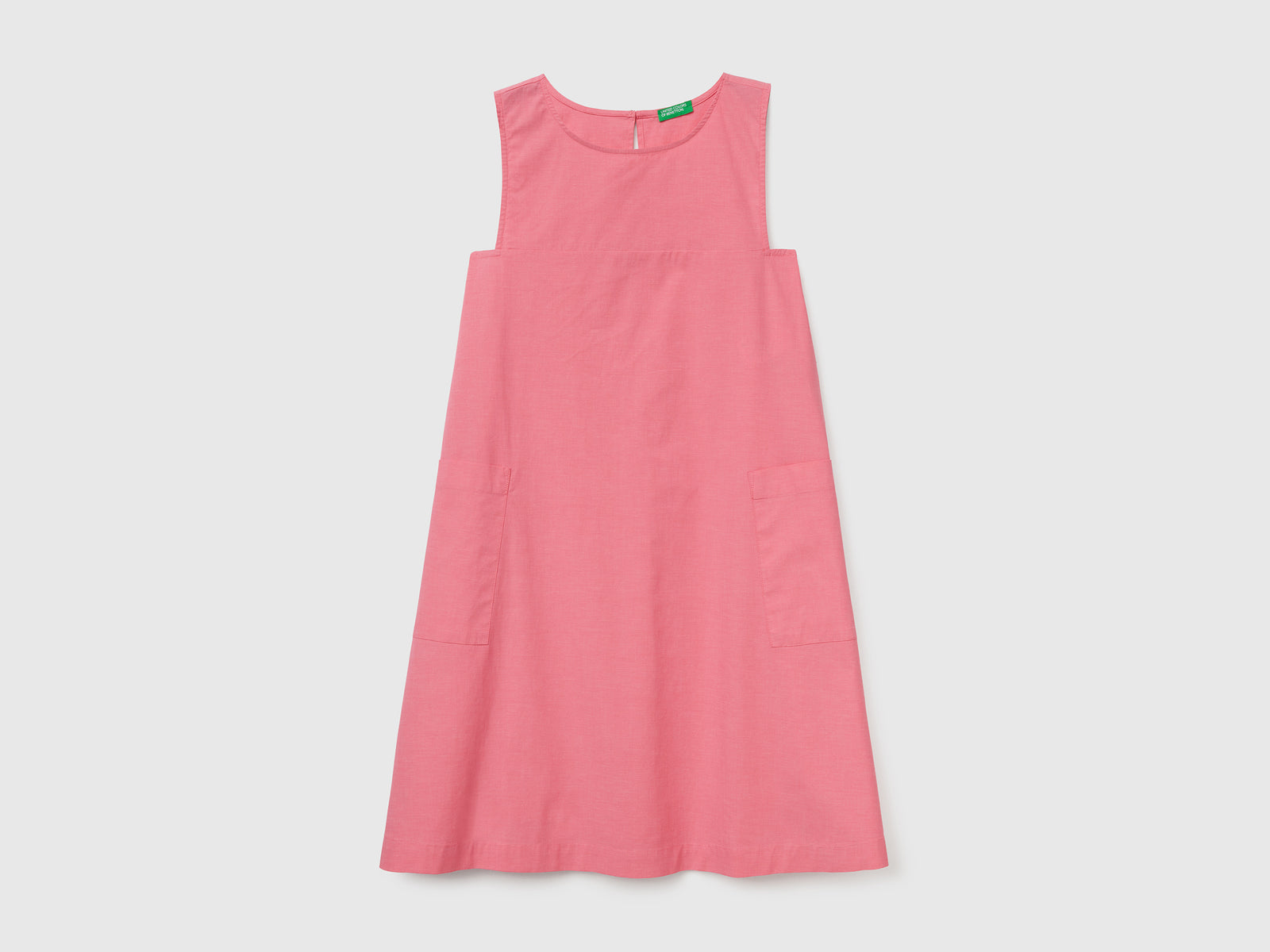 Abito corto girocollo smanicato in misto cotone leggero da donna fucsia | Benetton Outlet