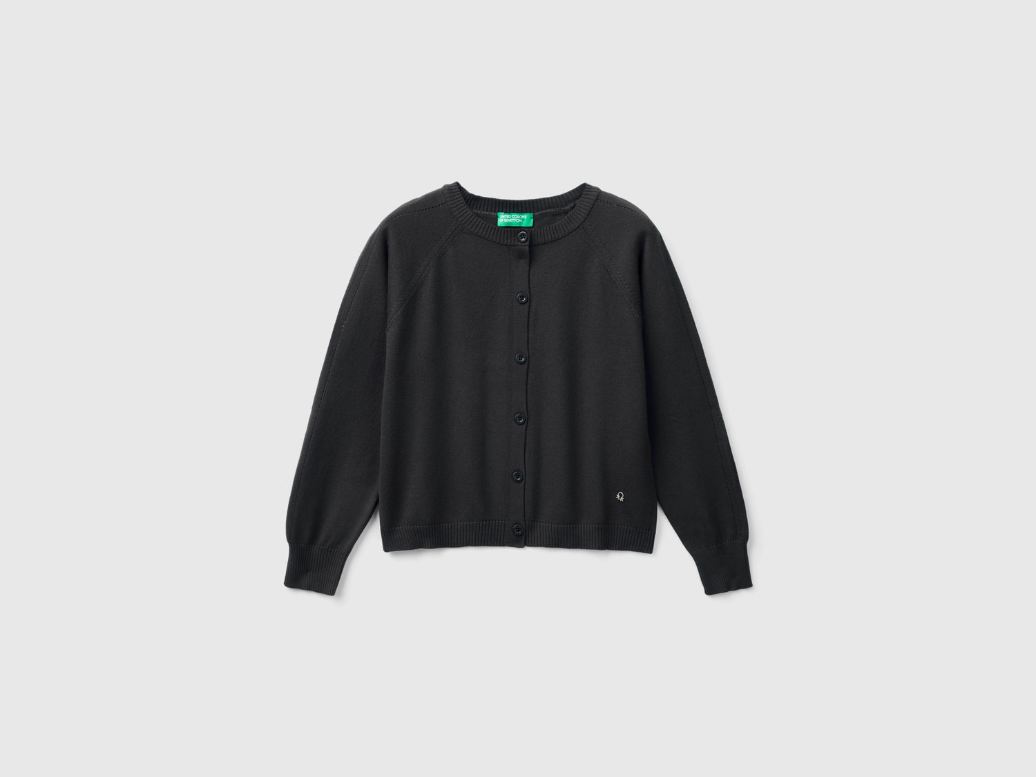Cardigan in puro cotone da bambina nero | Benetton Outlet