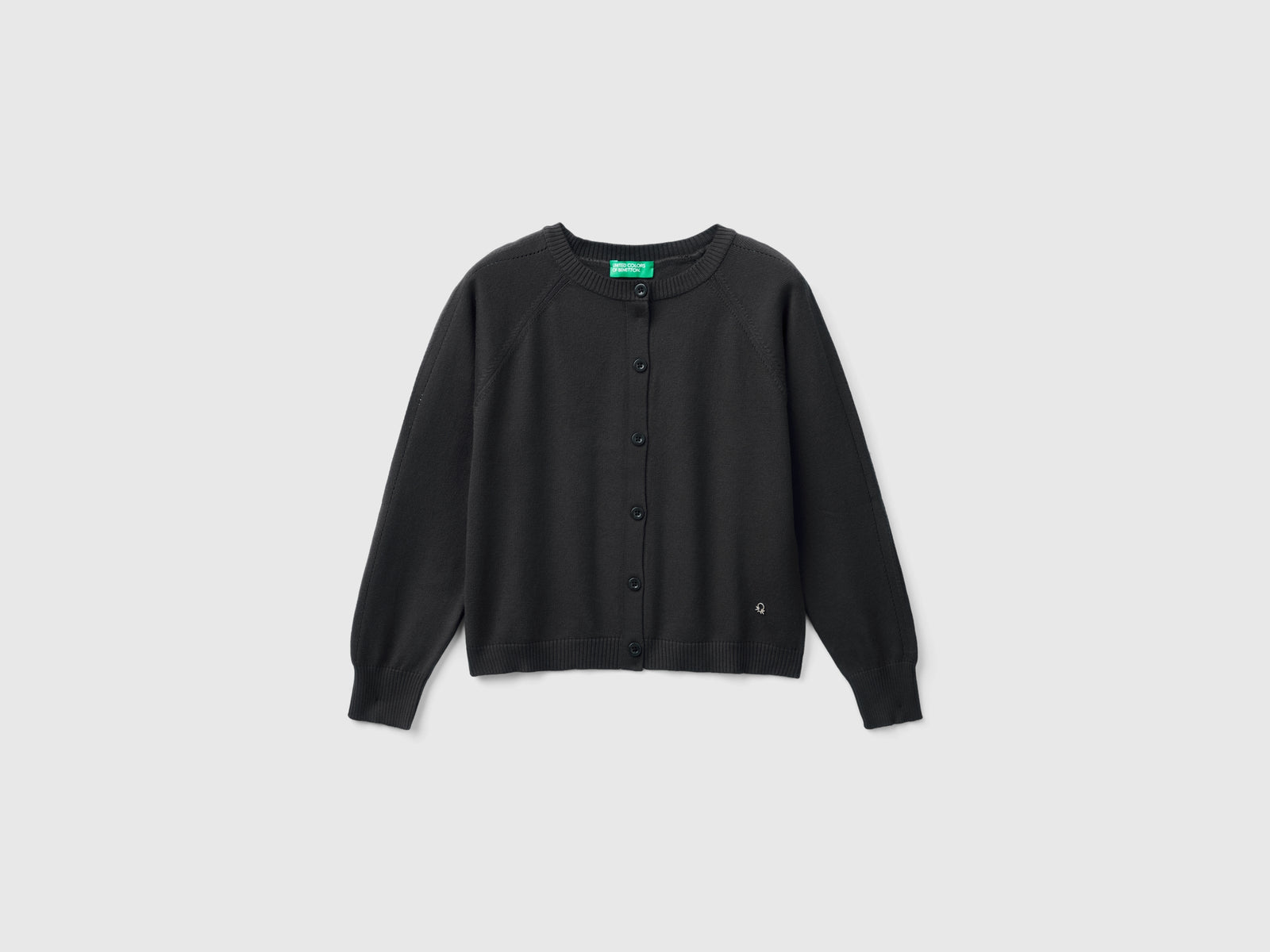 Pure cotton cardigan da bambina nero | Benetton Outlet